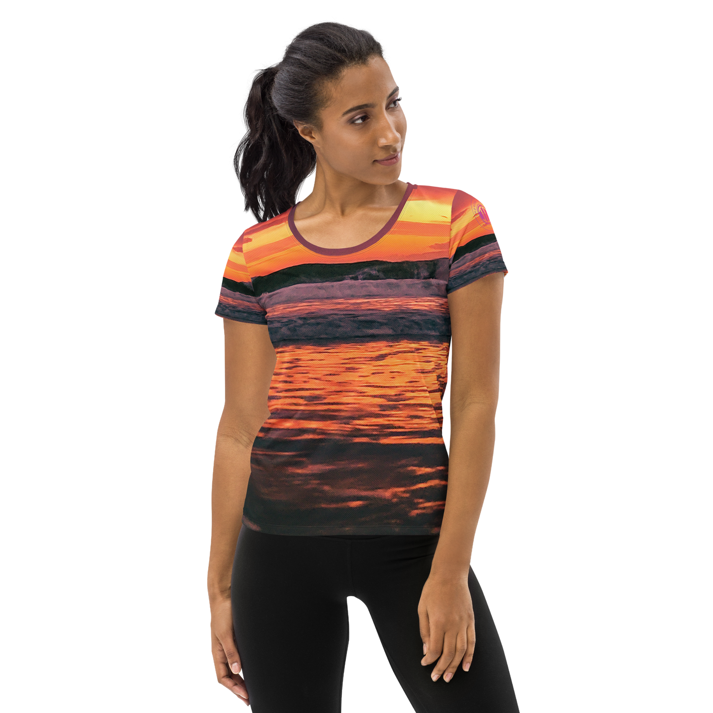 All-Over Print Women's Beach Sunset Athletic T-shirt