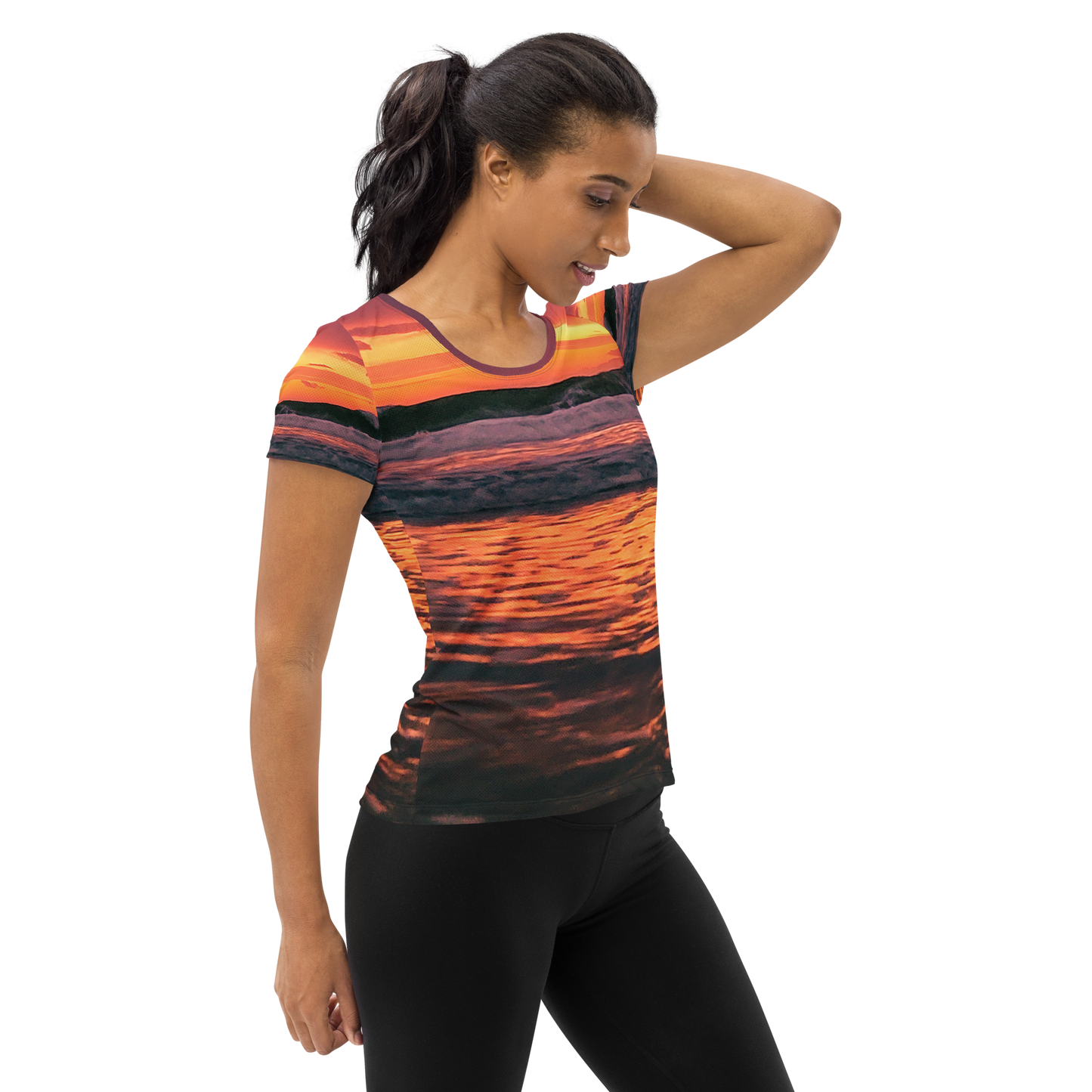 All-Over Print Women's Beach Sunset Athletic T-shirt