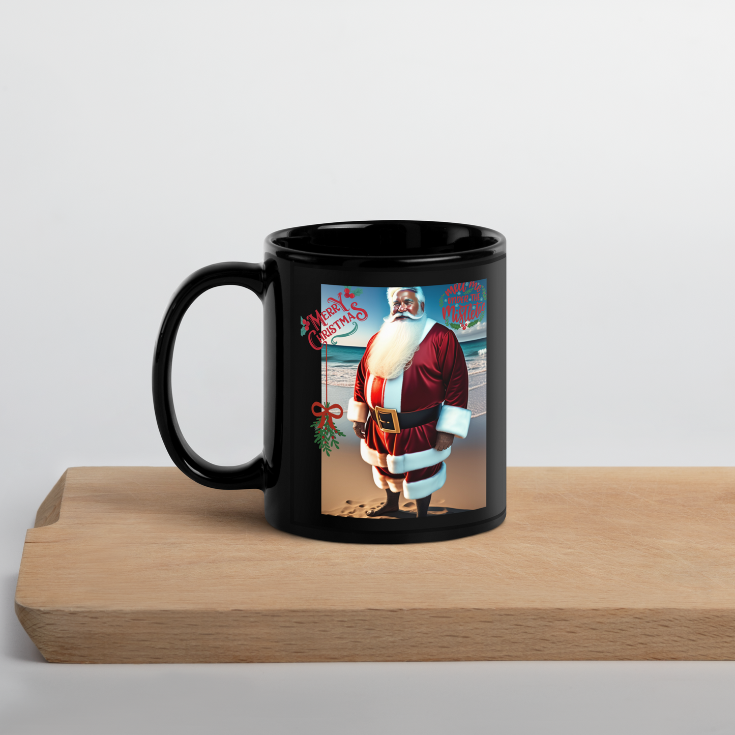 Santa's Vacation Holiday Mug (Black Glossy)