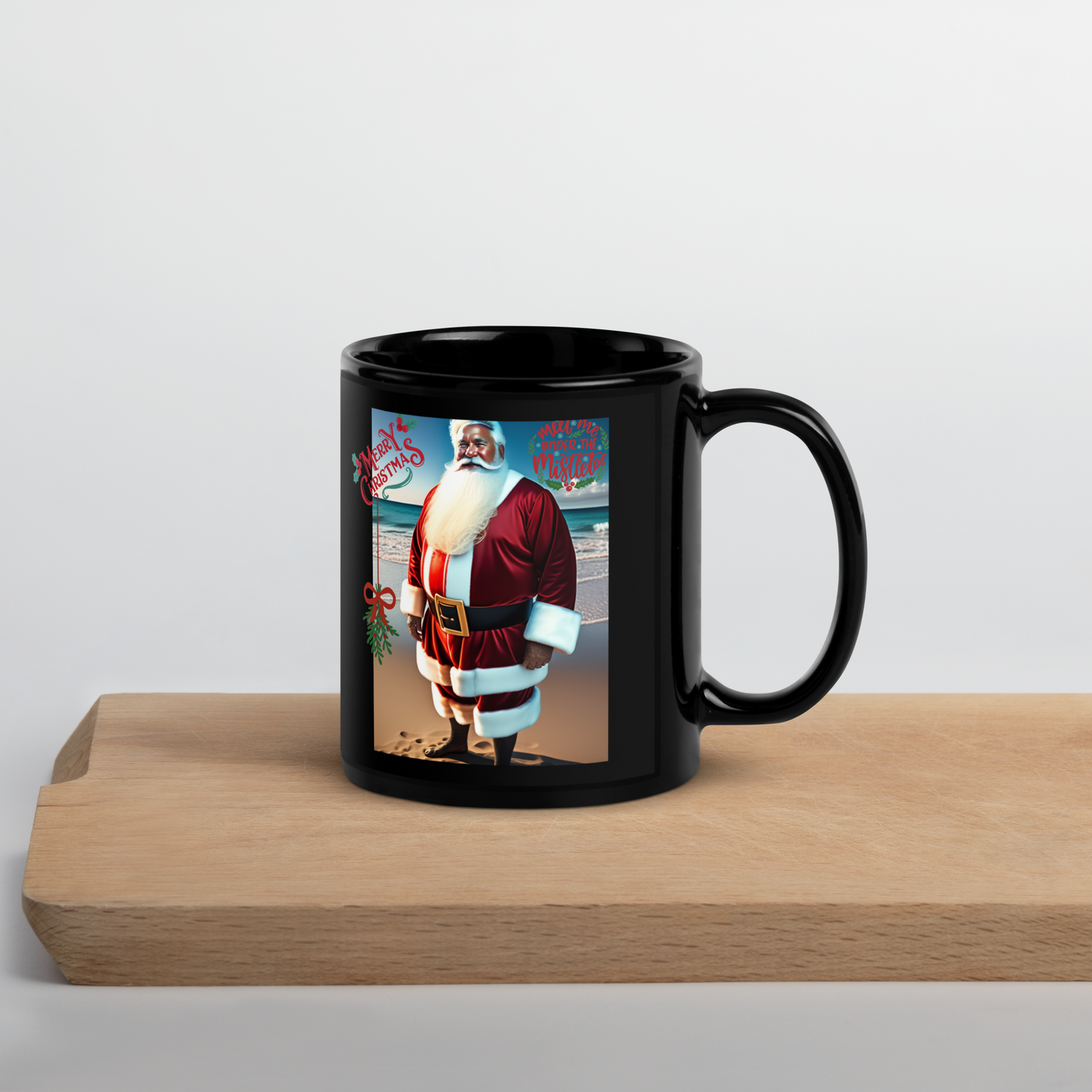 Santa's Vacation Holiday Mug (Black Glossy)