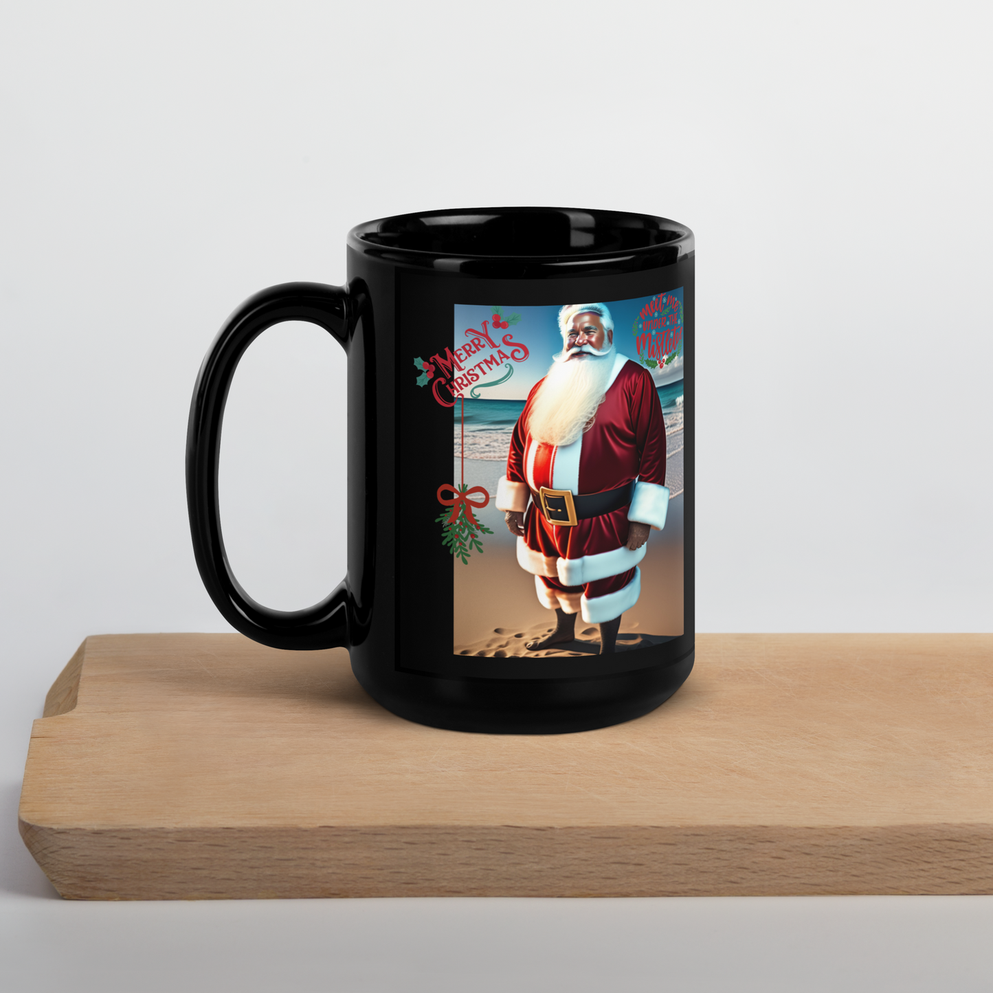 Santa's Vacation Holiday Mug (Black Glossy)