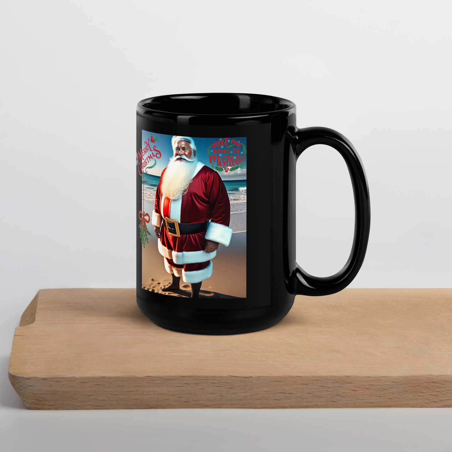 Santa's Vacation Holiday Mug (Black Glossy)