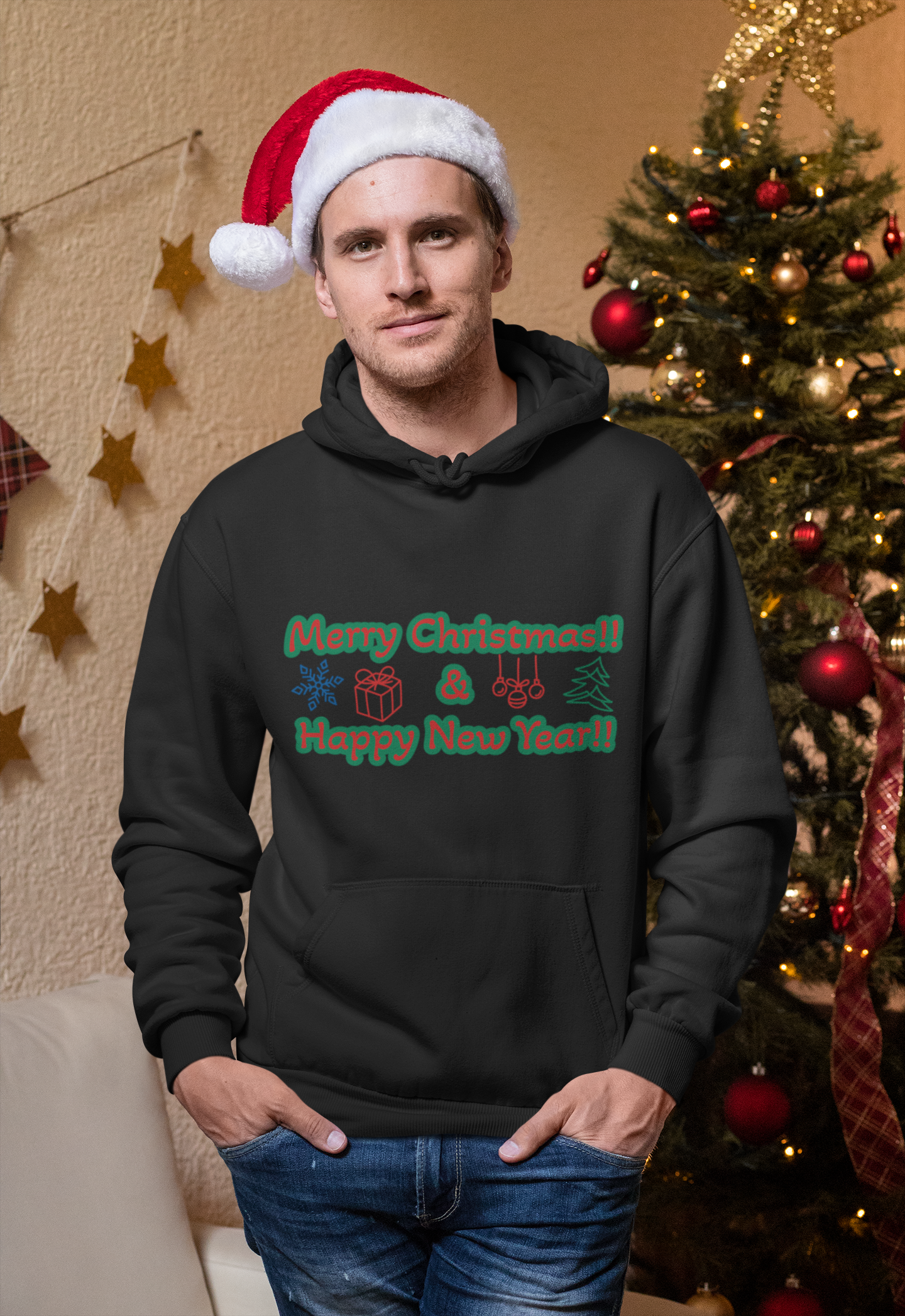 Unisex Embroidered Holiday Hoodie