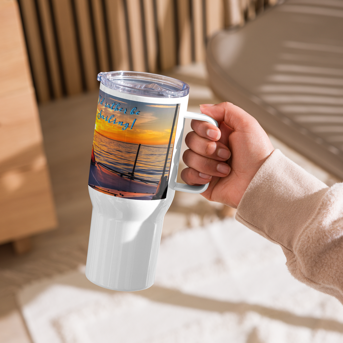 Rather Be Sailing Travel Mug With A Handle