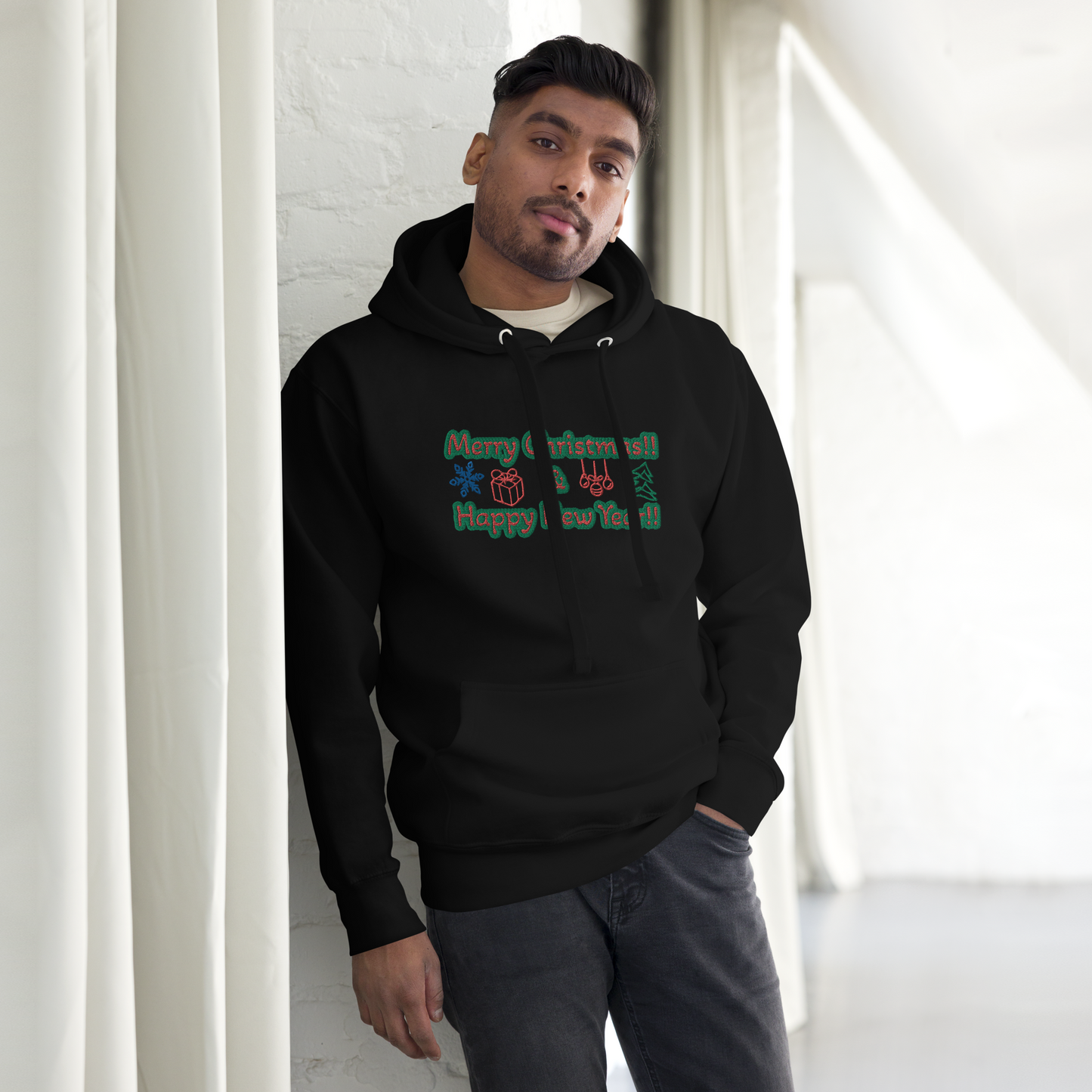 Unisex Embroidered Holiday Hoodie