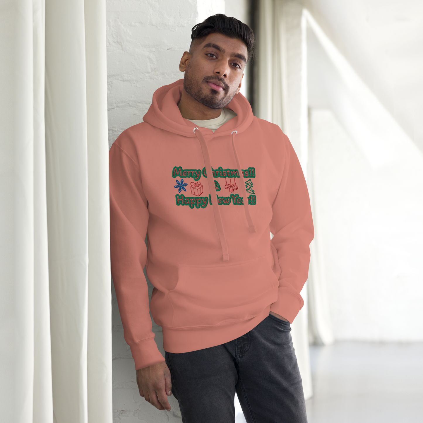 Unisex Embroidered Holiday Hoodie