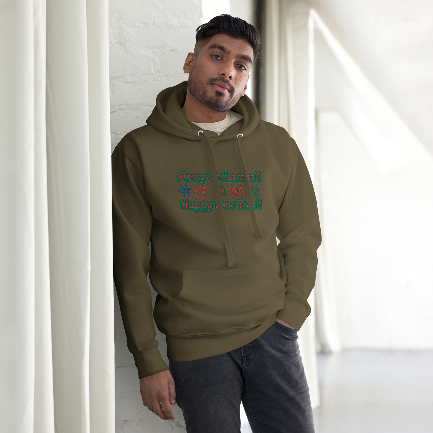 Unisex Embroidered Holiday Hoodie