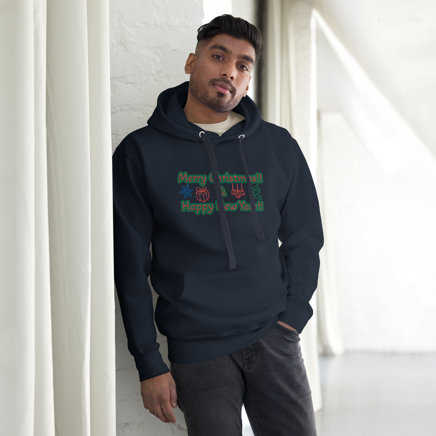 Unisex Embroidered Holiday Hoodie