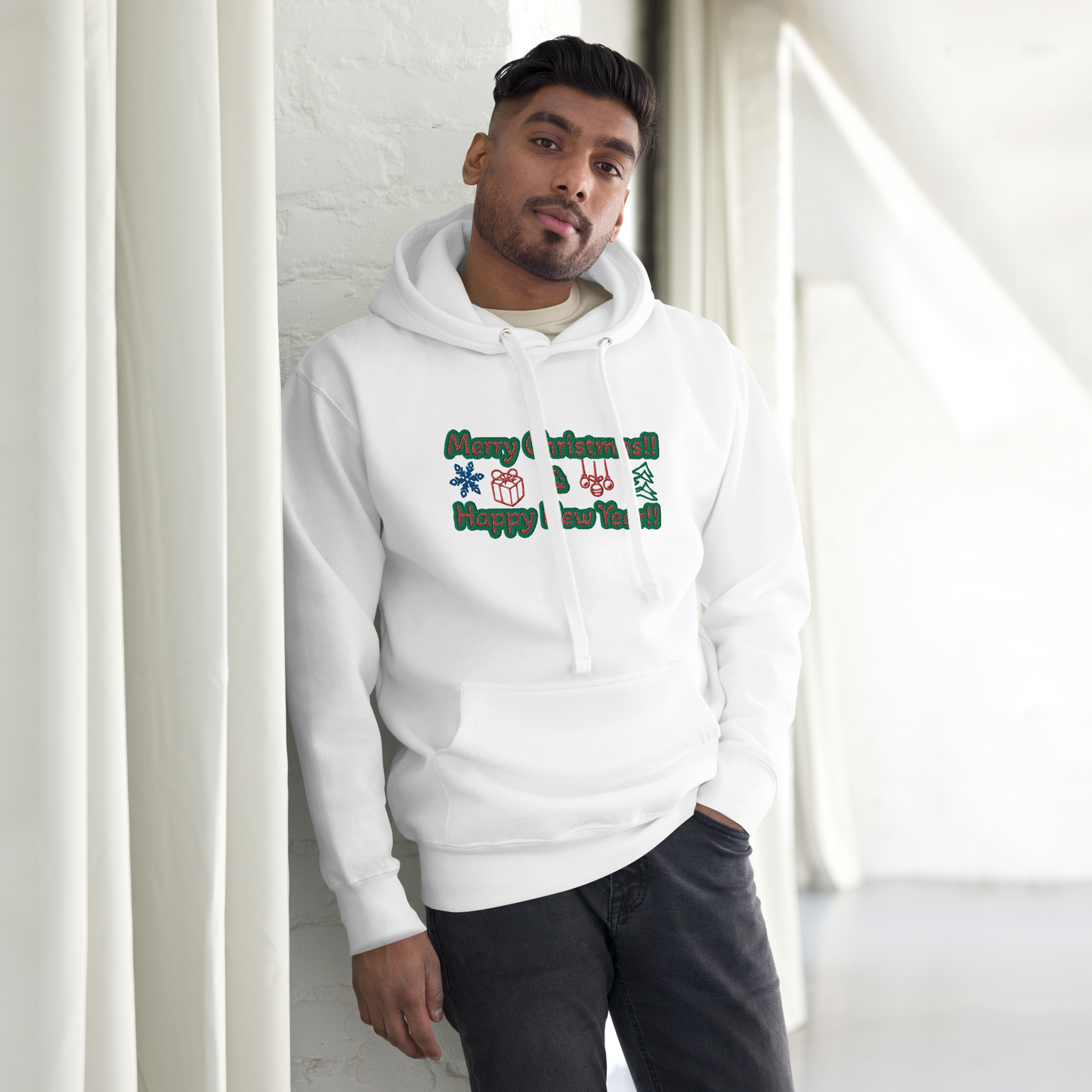 Unisex Embroidered Holiday Hoodie