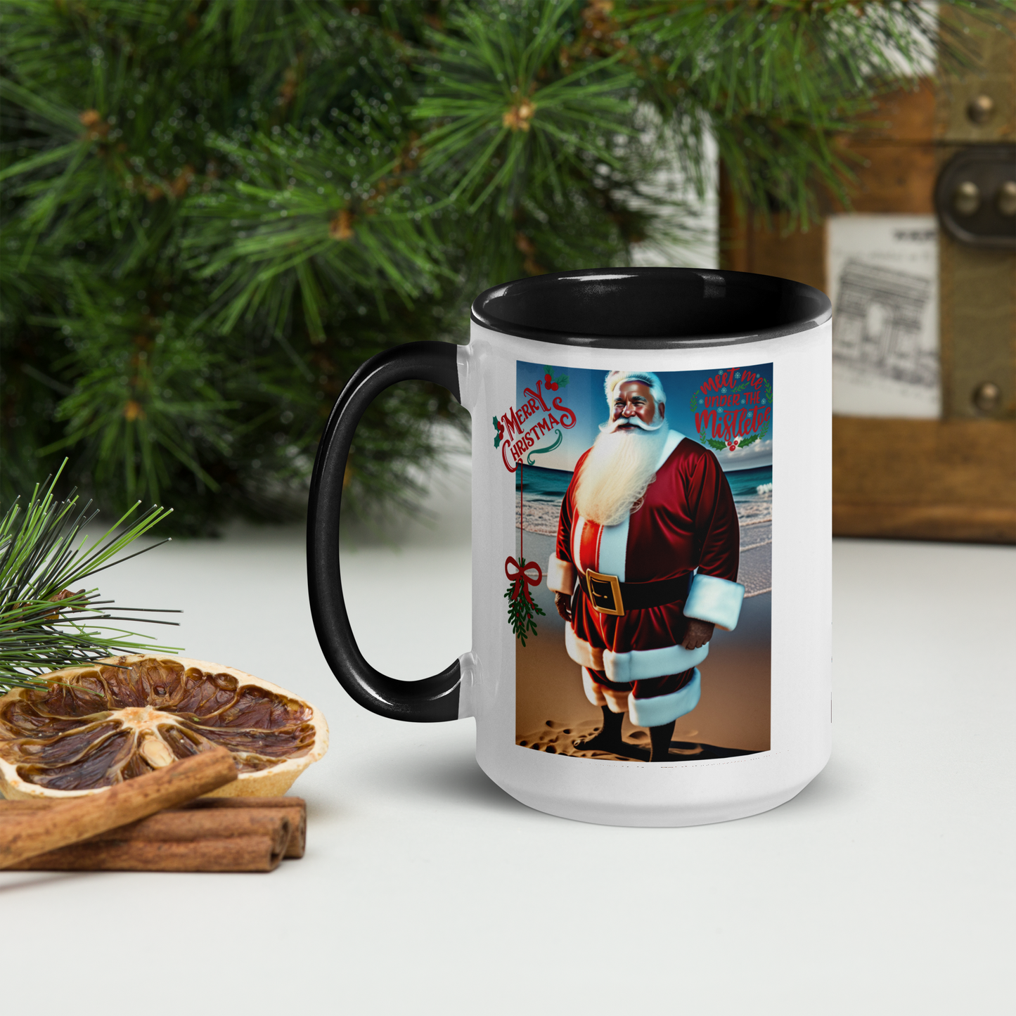 Santa's Vacation Holiday Mug with Color Inside