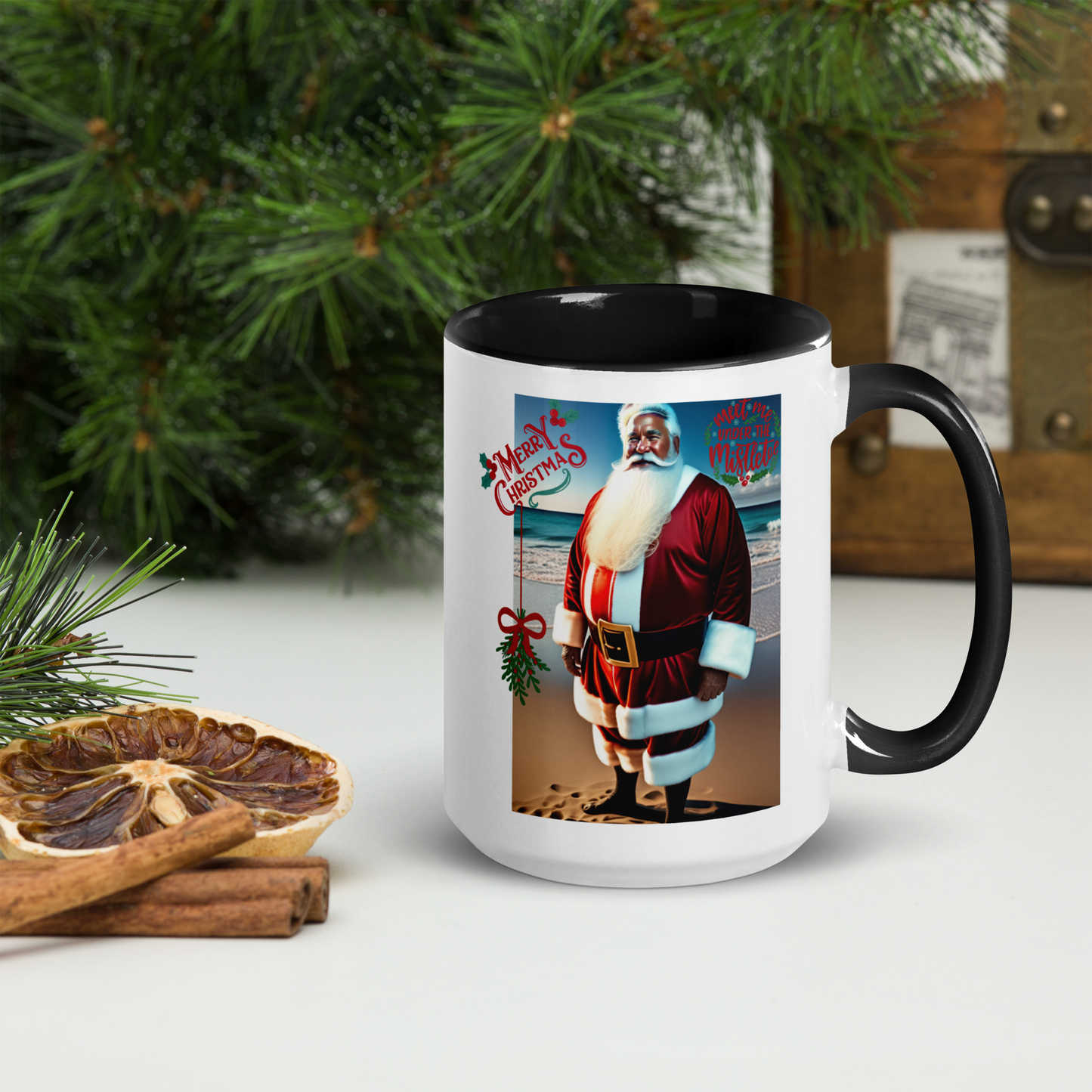 Santa's Vacation Holiday Mug with Color Inside