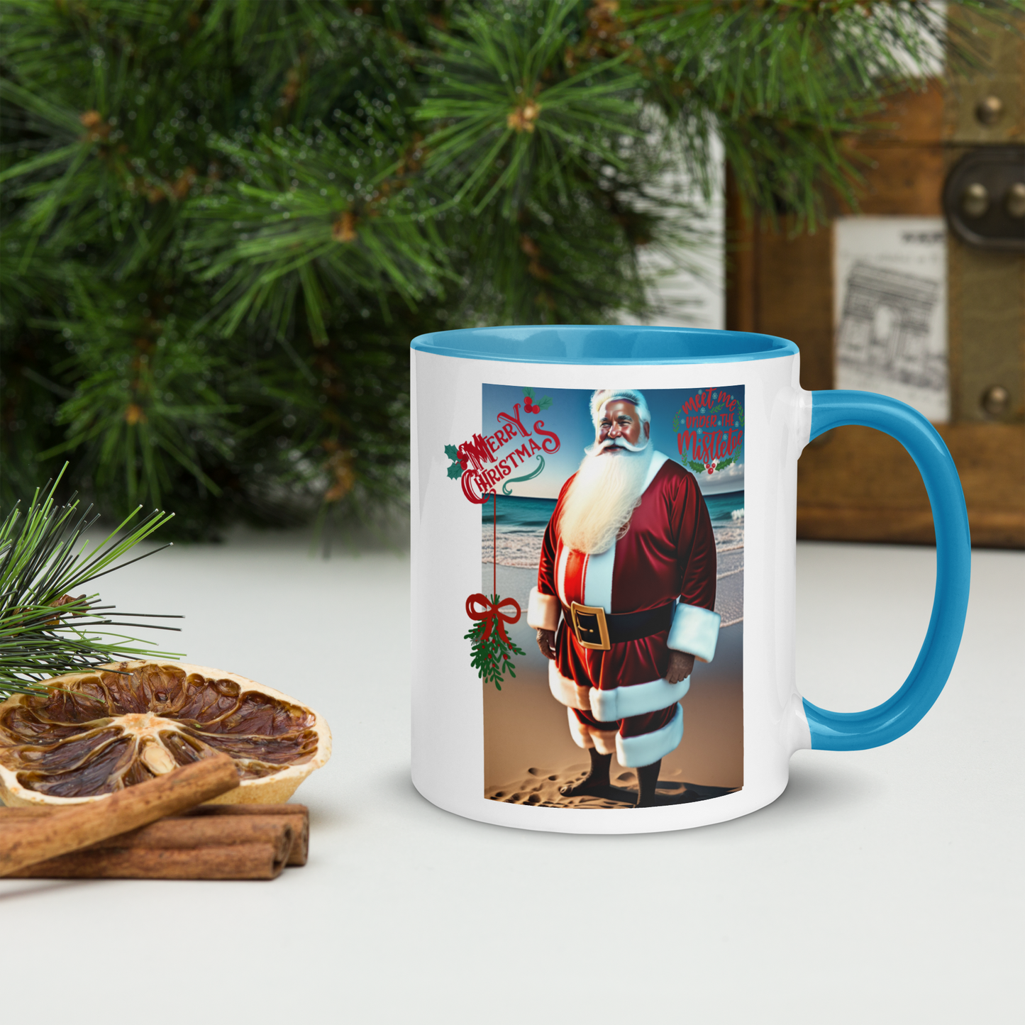 Santa's Vacation Holiday Mug with Color Inside