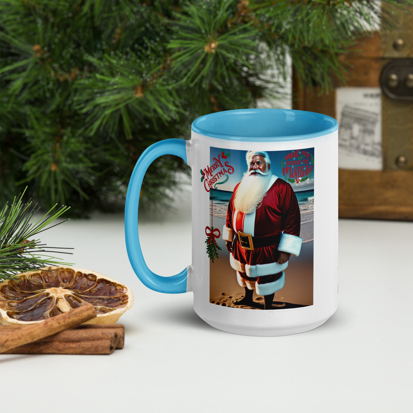 Santa's Vacation Holiday Mug with Color Inside