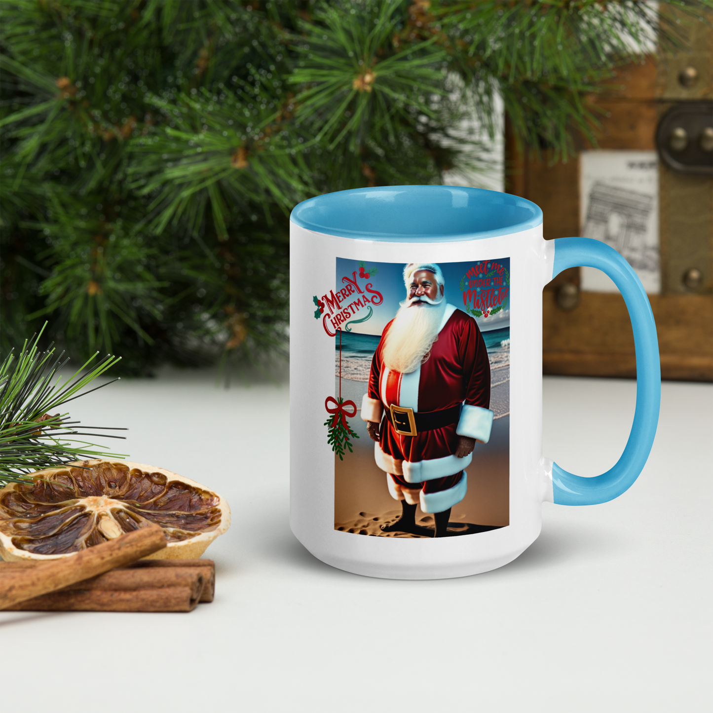 Santa's Vacation Holiday Mug with Color Inside