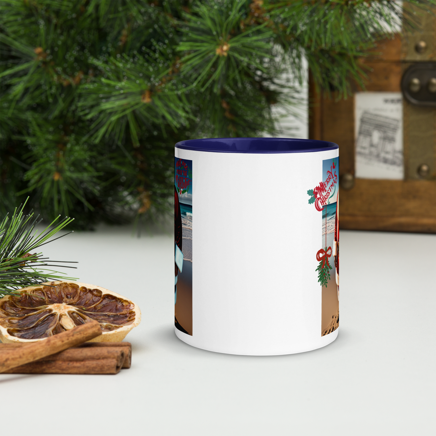 Santa's Vacation Holiday Mug with Color Inside