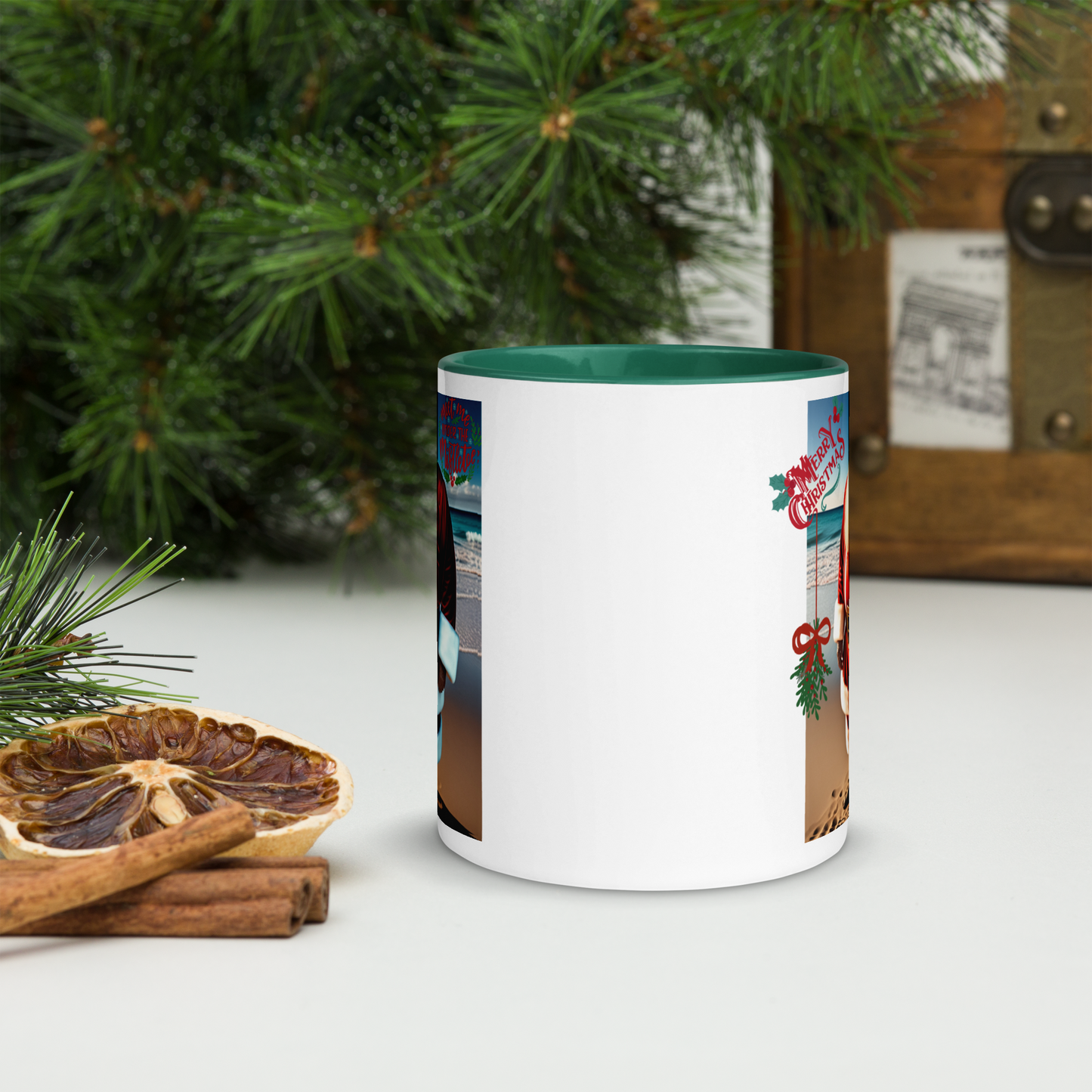 Santa's Vacation Holiday Mug with Color Inside