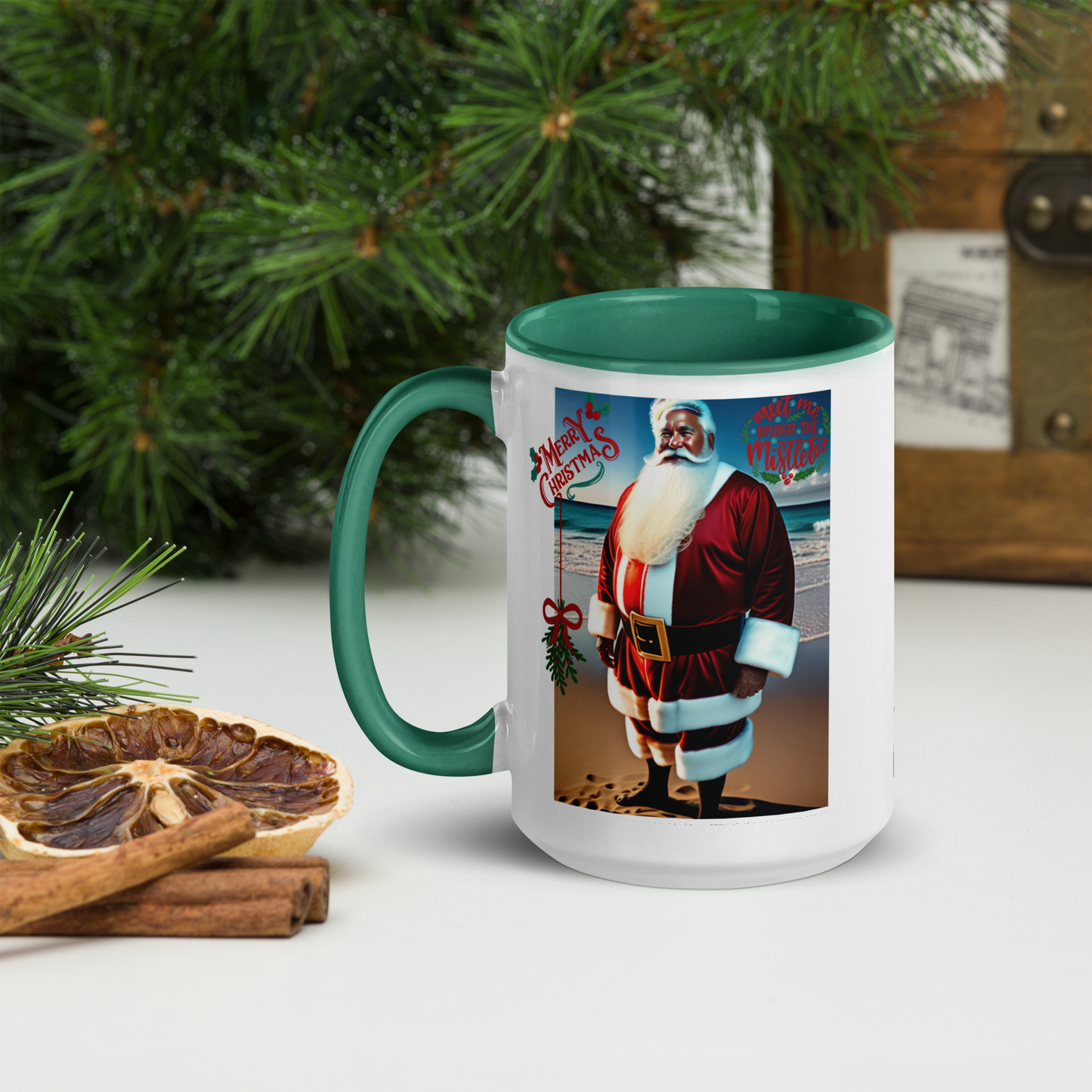 Santa's Vacation Holiday Mug with Color Inside