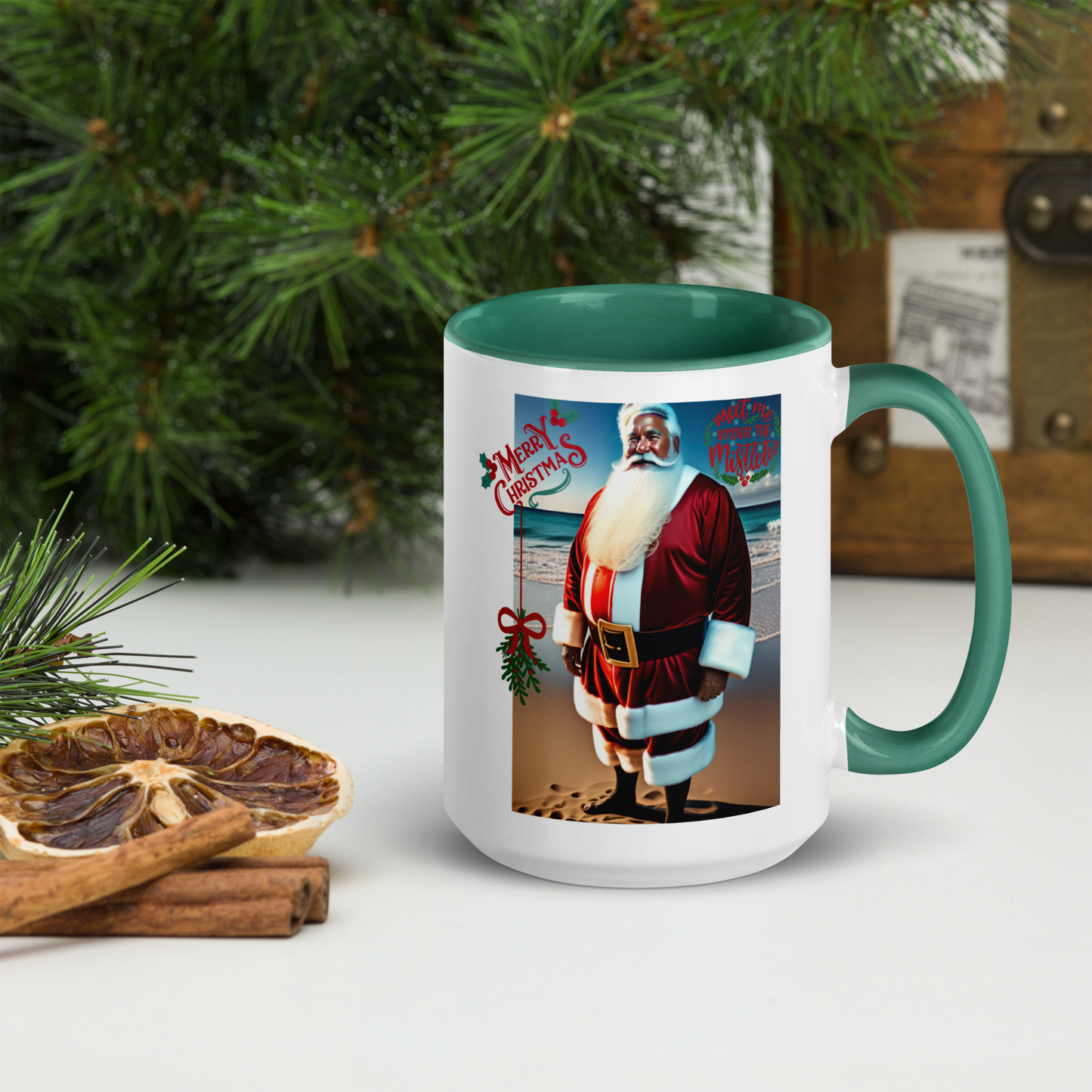 Santa's Vacation Holiday Mug with Color Inside