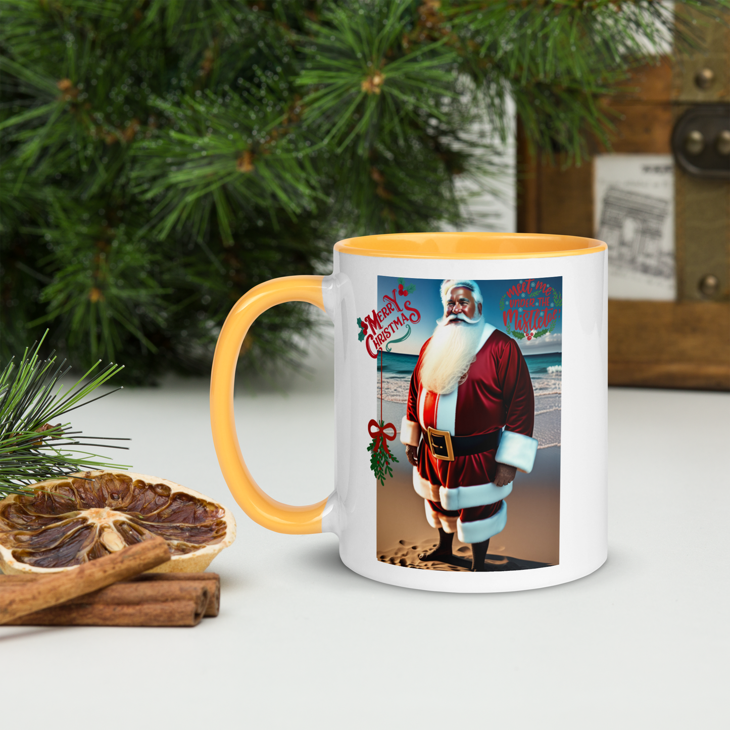 Santa's Vacation Holiday Mug with Color Inside