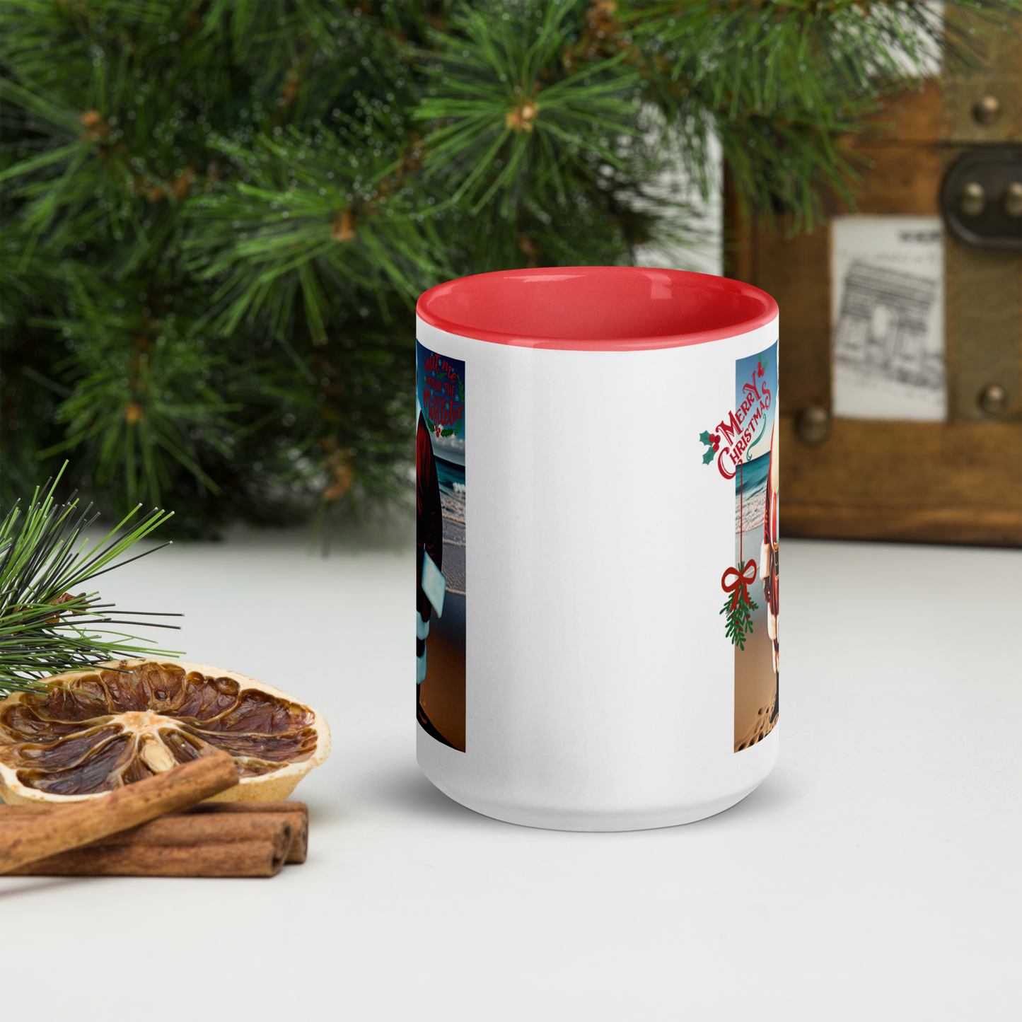 Santa's Vacation Holiday Mug with Color Inside