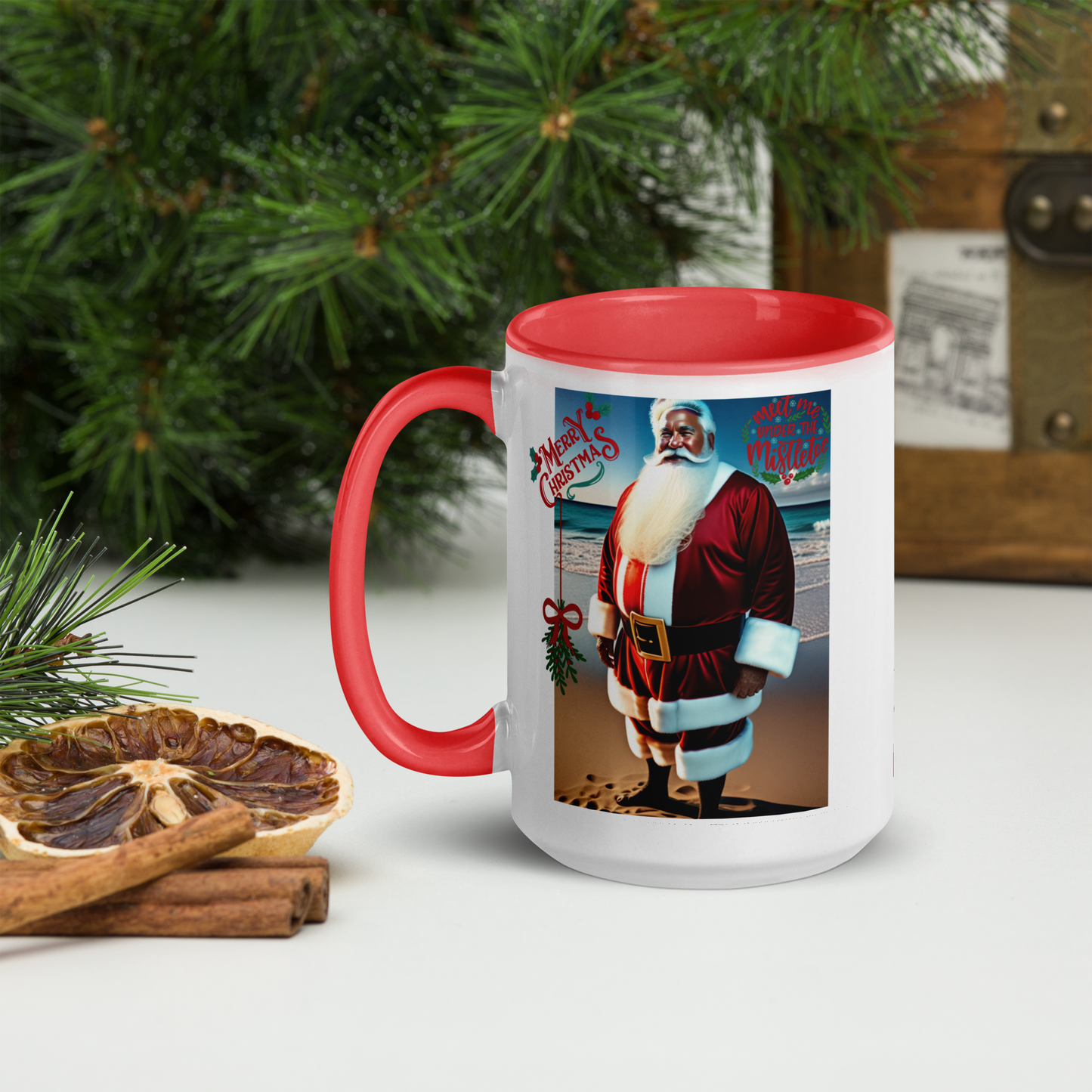 Santa's Vacation Holiday Mug with Color Inside