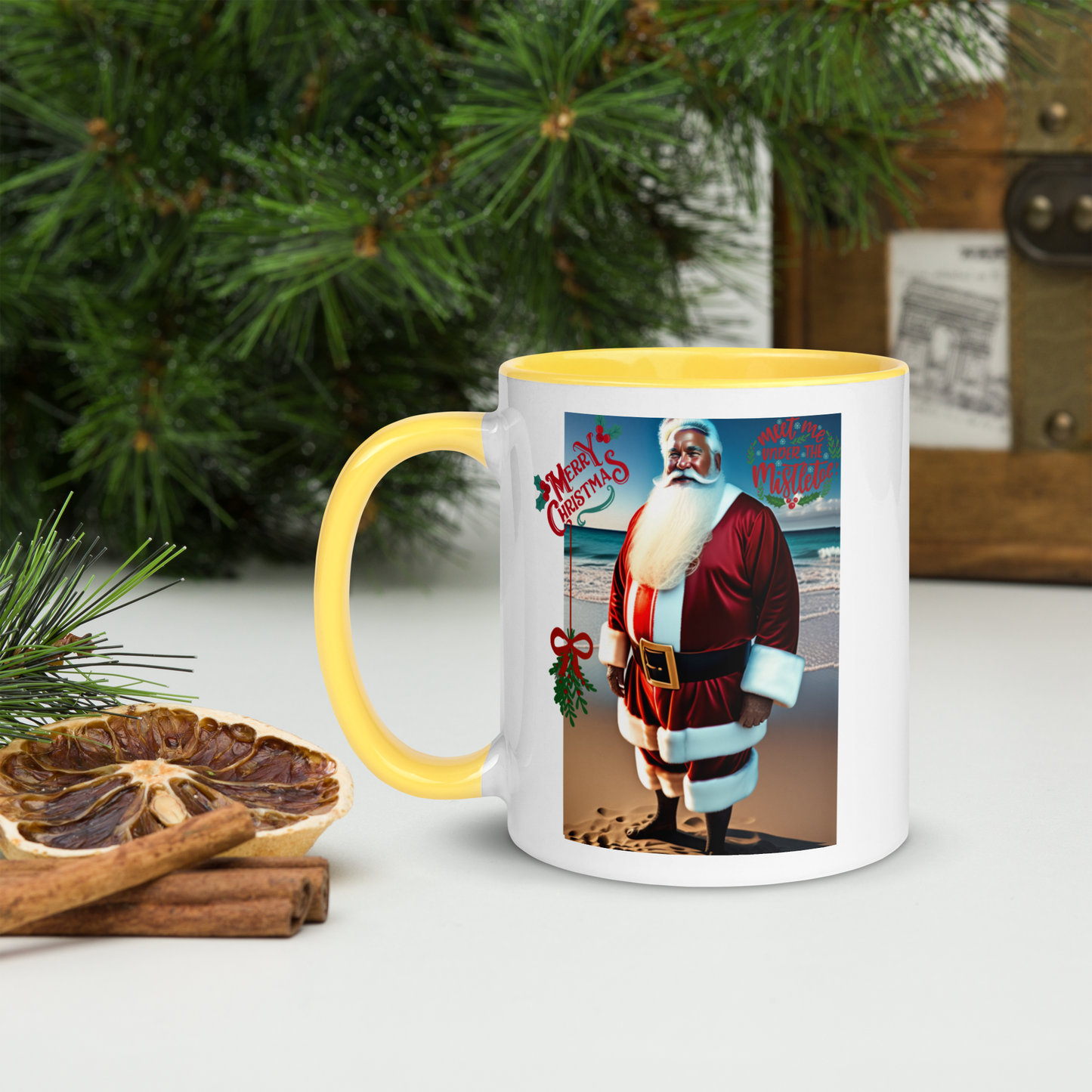 Santa's Vacation Holiday Mug with Color Inside