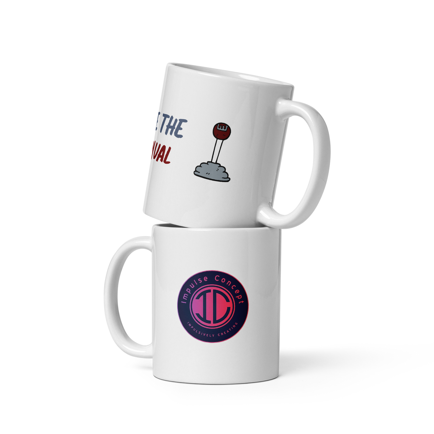 White Glossy Save The Manual Mug With IC Logo