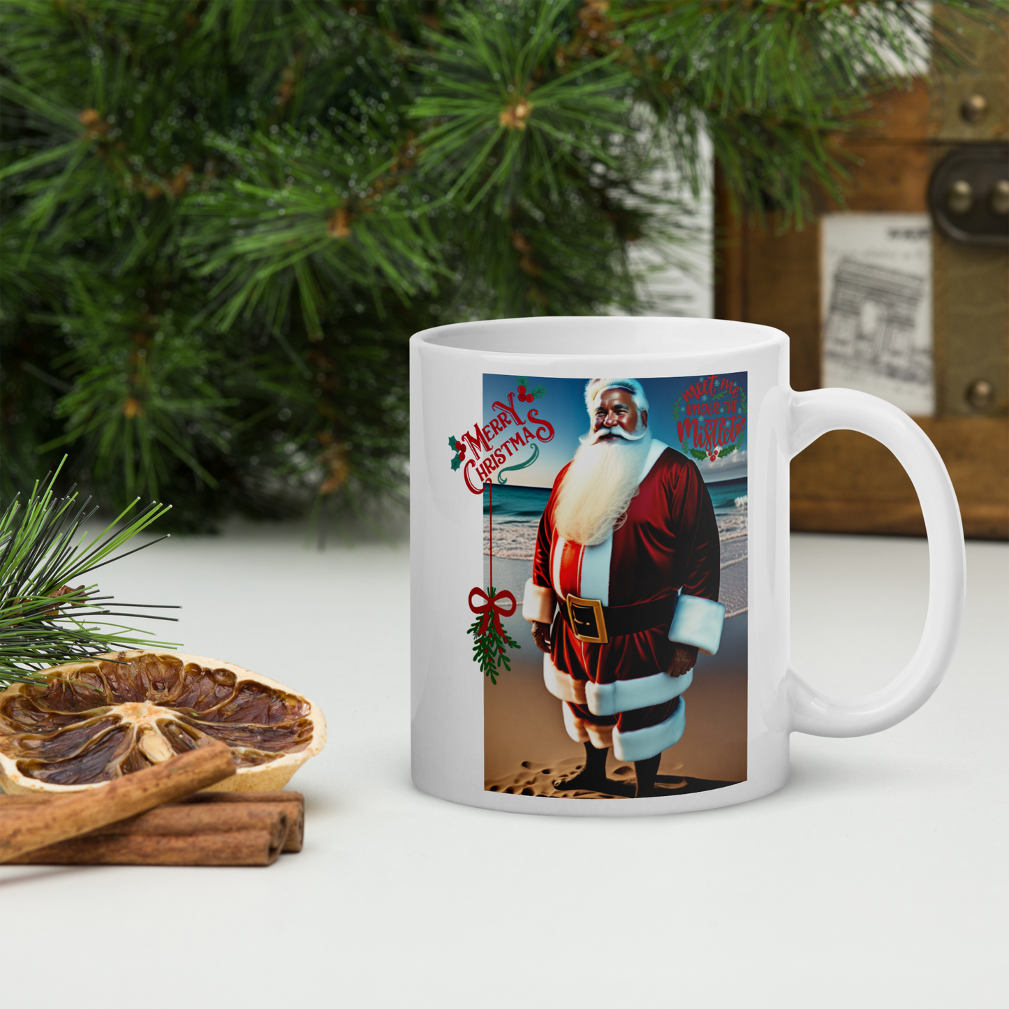 Santa's Vacation Holiday Mug (White Glossy)