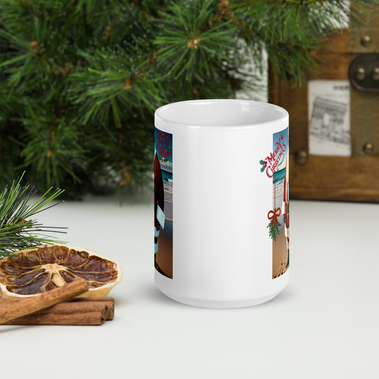 Santa's Vacation Holiday Mug (White Glossy)