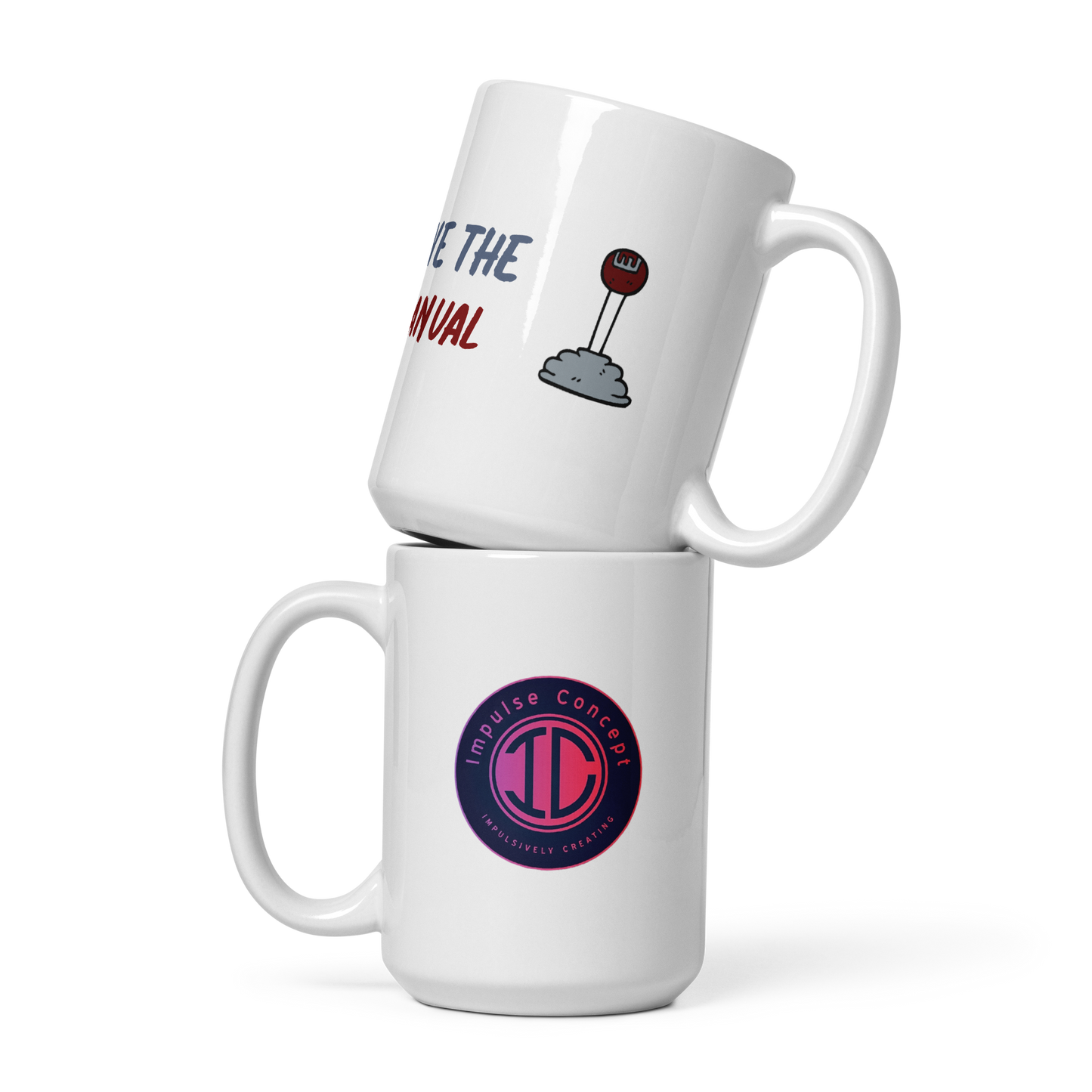 White Glossy Save The Manual Mug With IC Logo