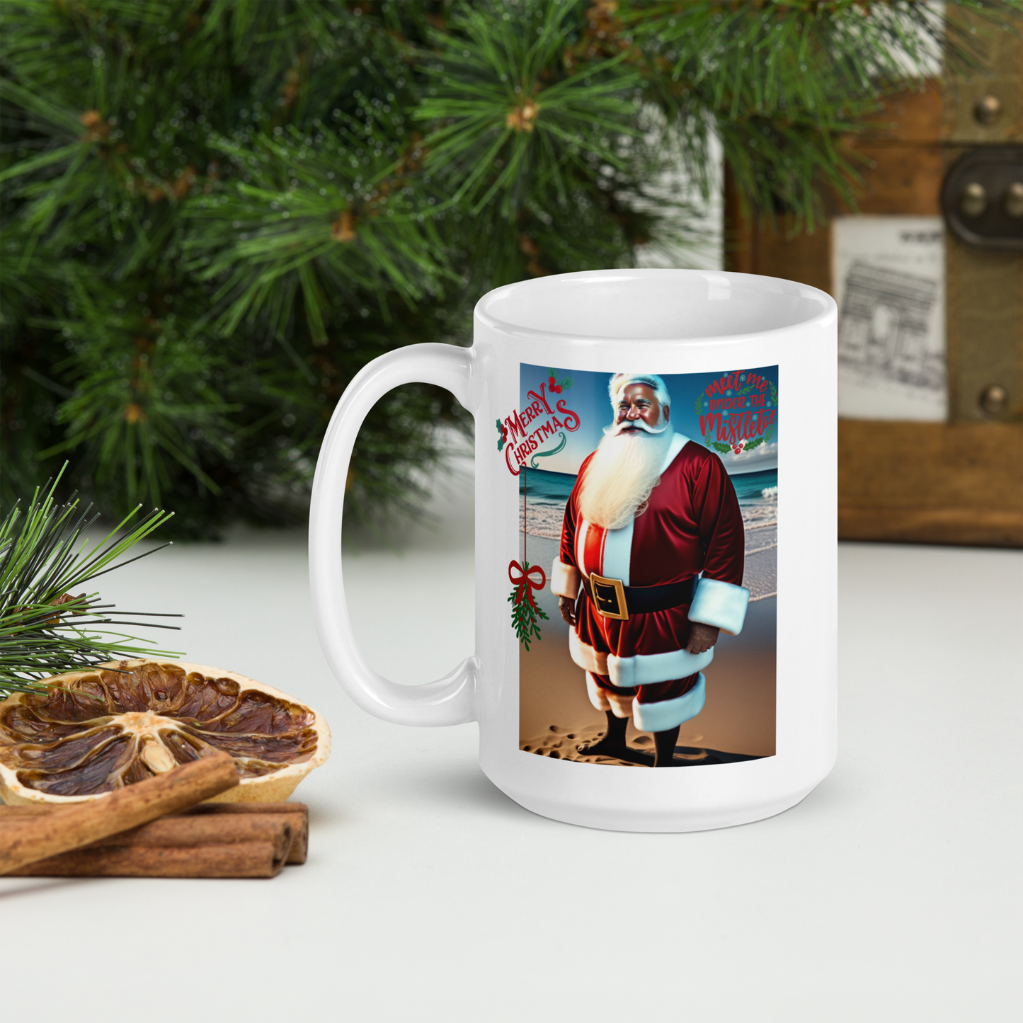 Santa's Vacation Holiday Mug (White Glossy)