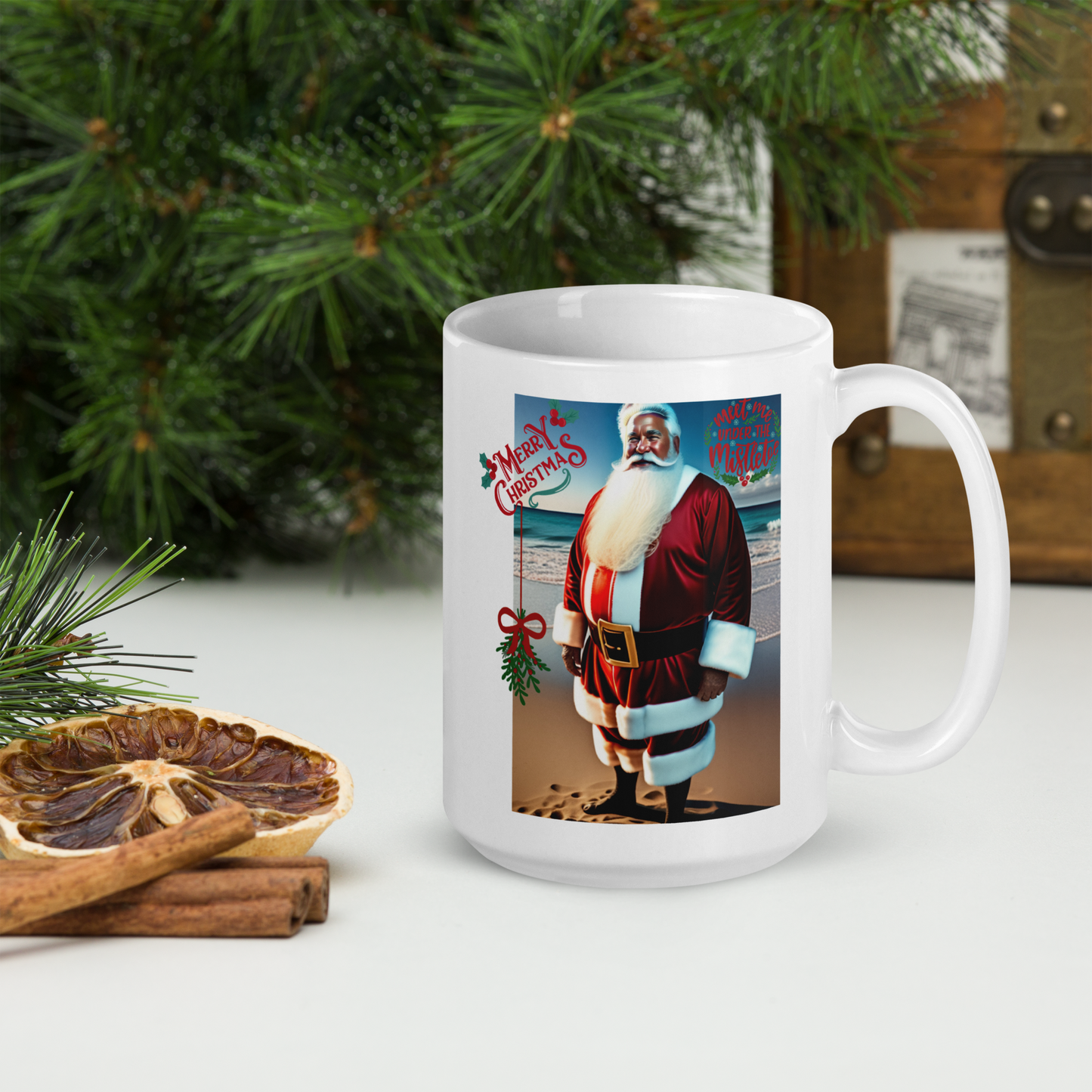 Santa's Vacation Holiday Mug (White Glossy)