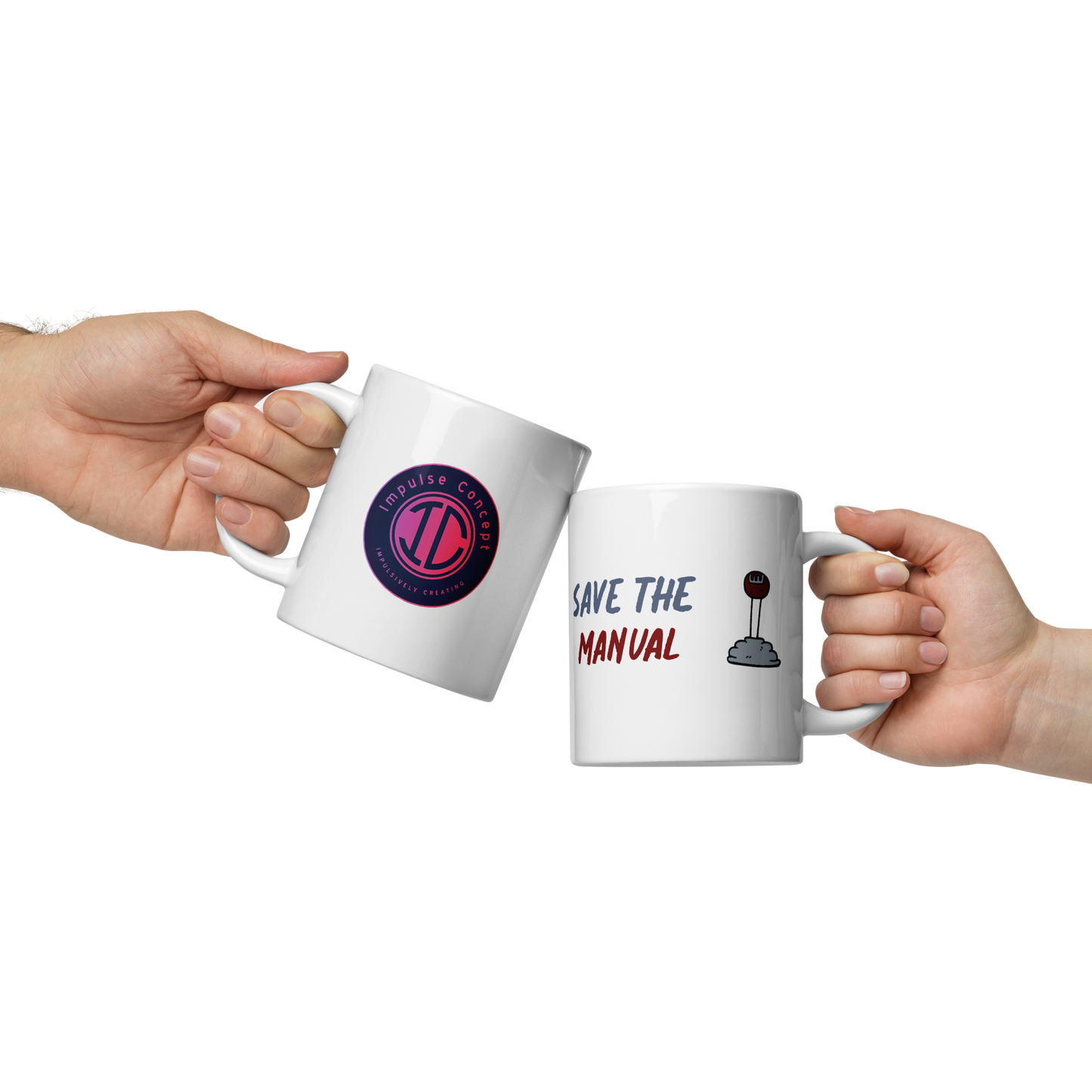 White Glossy Save The Manual Mug With IC Logo