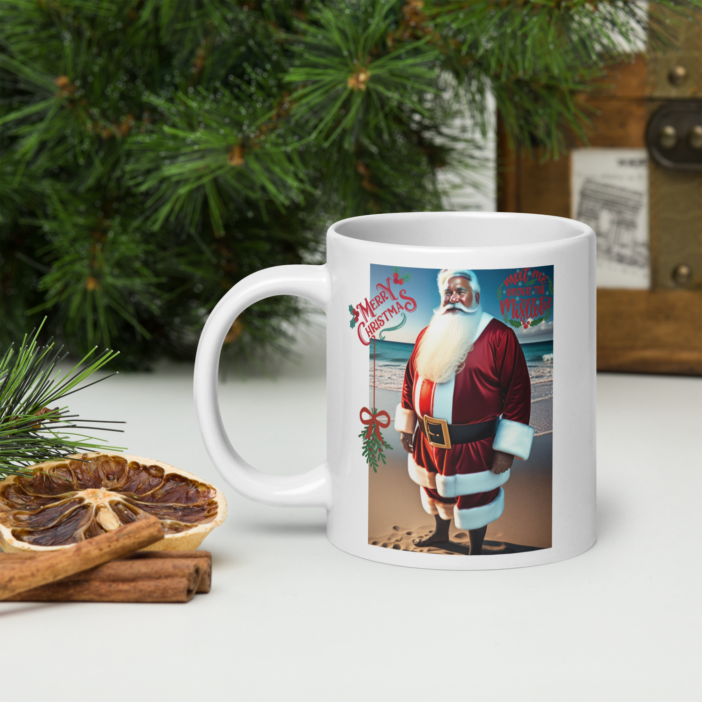 Santa's Vacation Holiday Mug (White Glossy)